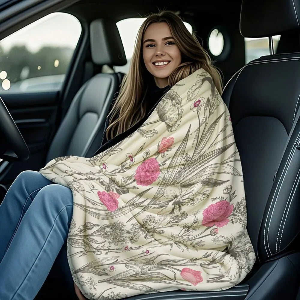 Floral - Themed Multipurpose Throw Blanket