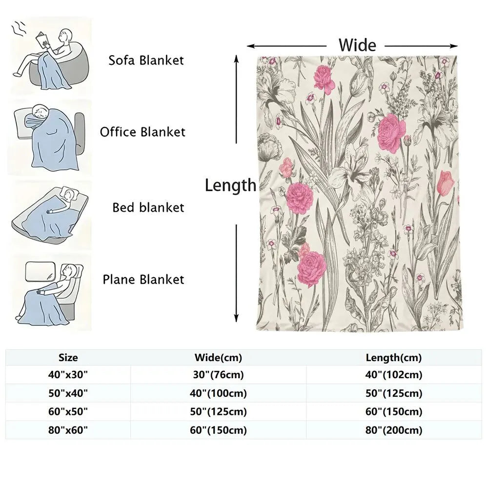 Floral - Themed Multipurpose Throw Blanket