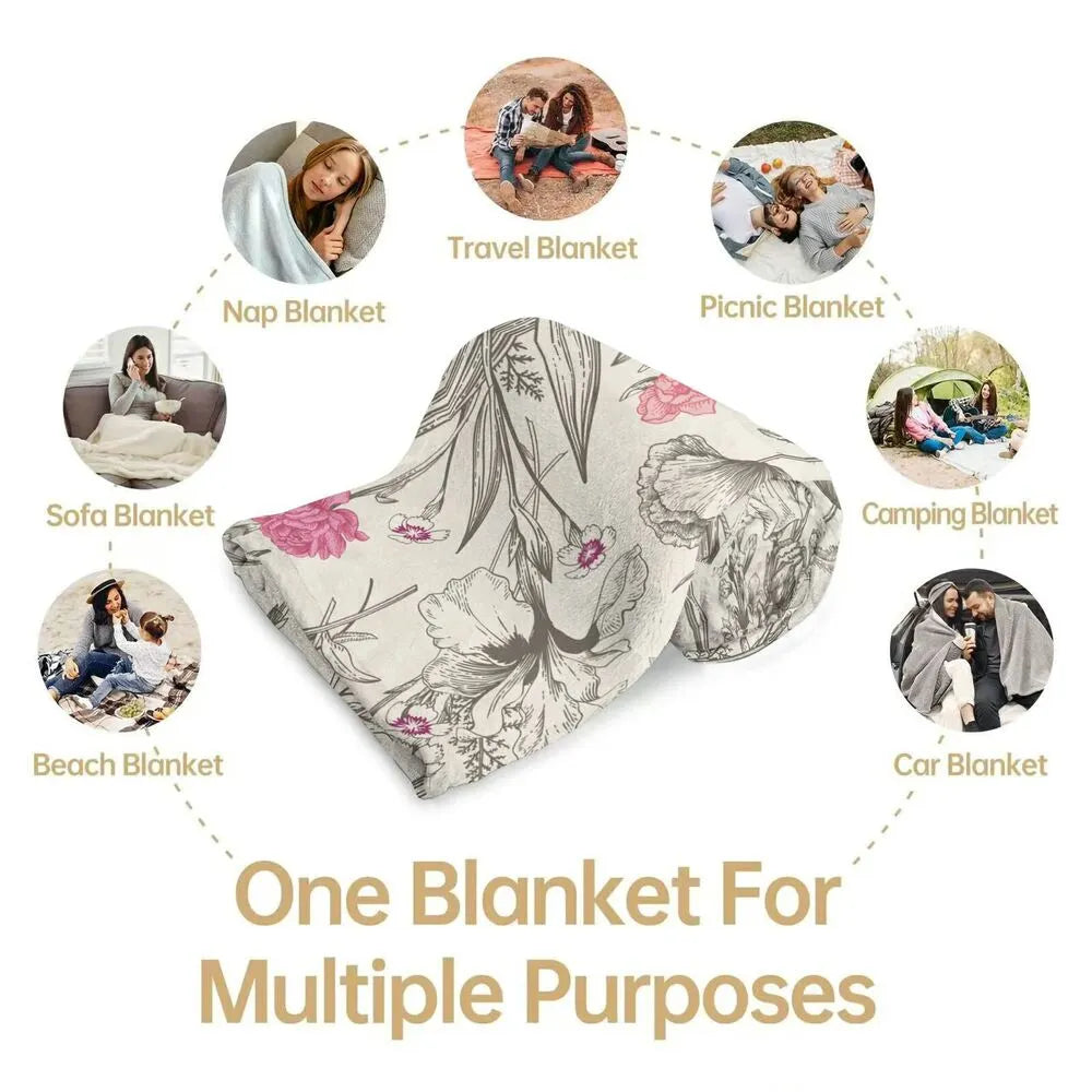 Floral - Themed Multipurpose Throw Blanket