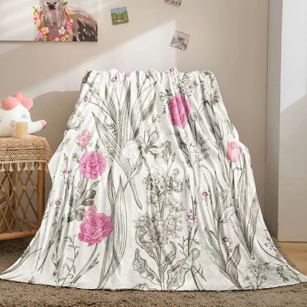 Floral - Themed Multipurpose Throw Blanket