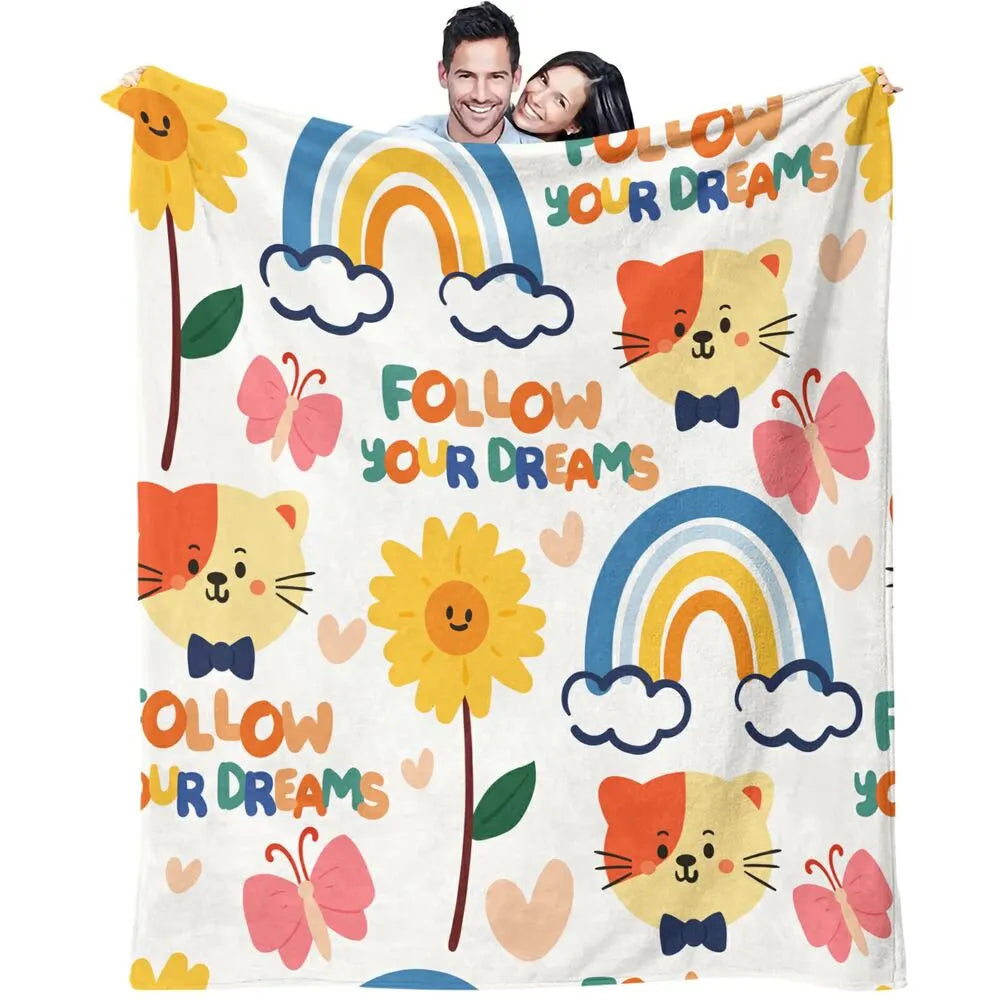 Follow Your Dreams Cute Cartoon Pattern Multipurpose Throw Blanket