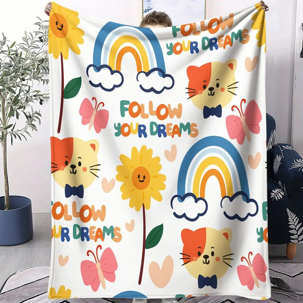 Follow Your Dreams Cute Cartoon Pattern Multipurpose Throw Blanket