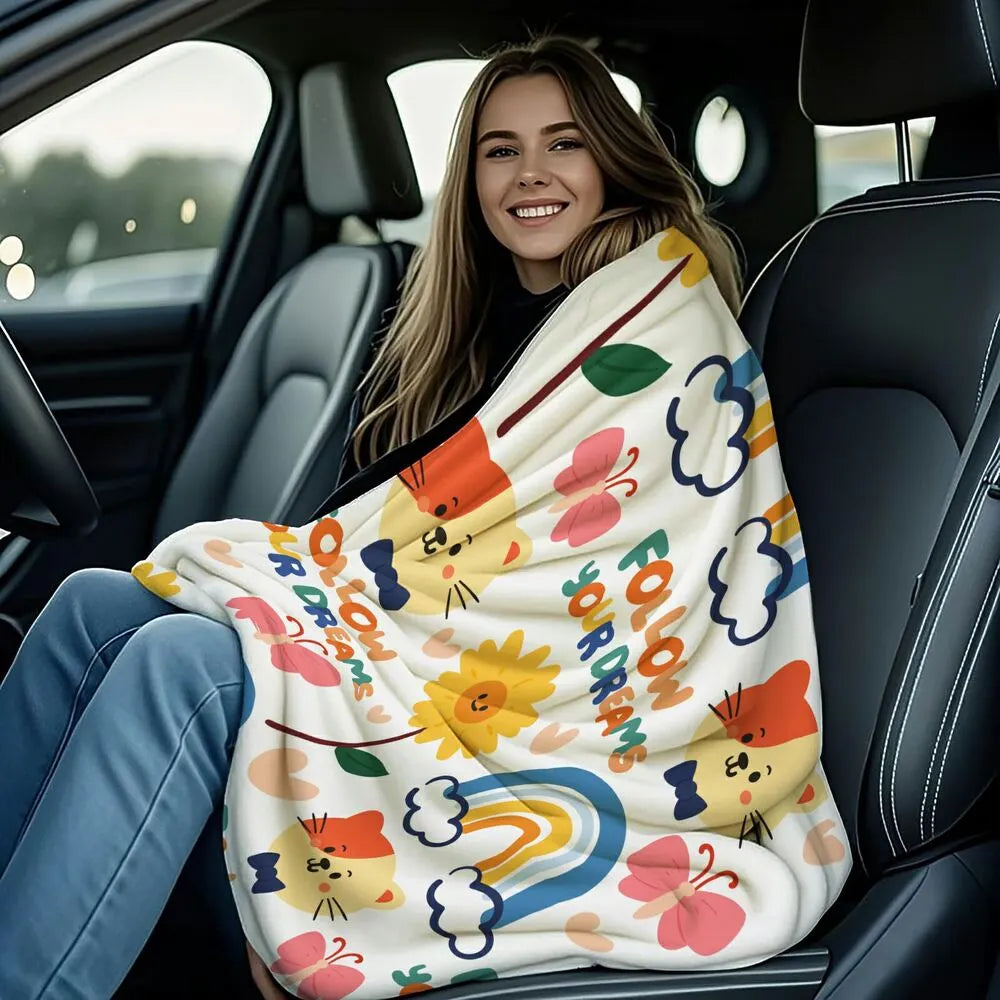 Follow Your Dreams Cute Cartoon Pattern Multipurpose Throw Blanket