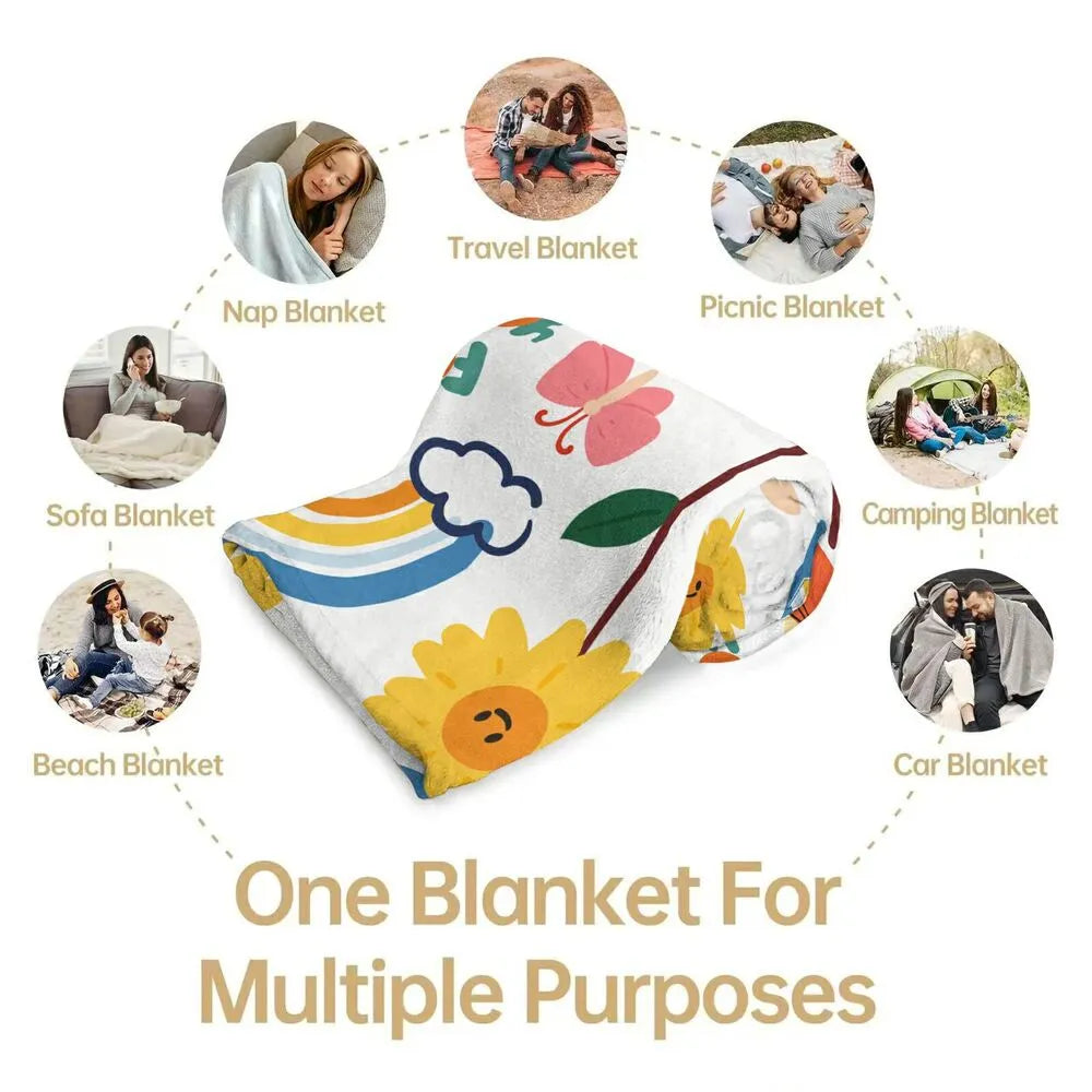 Follow Your Dreams Cute Cartoon Pattern Multipurpose Throw Blanket