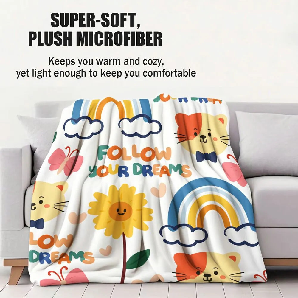 Follow Your Dreams Cute Cartoon Pattern Multipurpose Throw Blanket