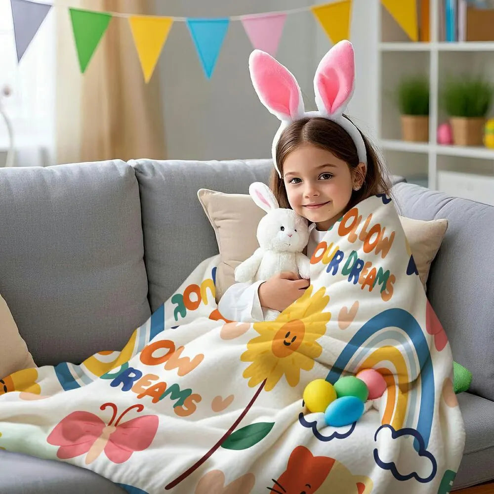 Follow Your Dreams Cute Cartoon Pattern Multipurpose Throw Blanket