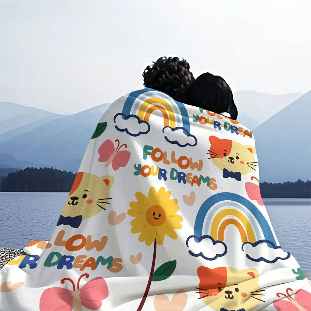 Follow Your Dreams Cute Cartoon Pattern Multipurpose Throw Blanket