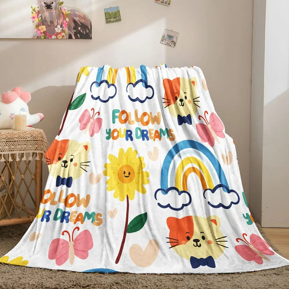 Follow Your Dreams Cute Cartoon Pattern Multipurpose Throw Blanket