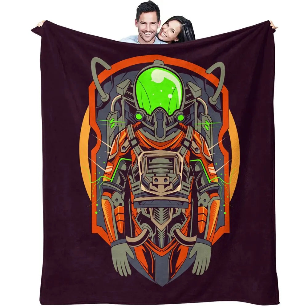 Futuristic Astronaut Suit Pattern Multipurpose Throw Blanket
