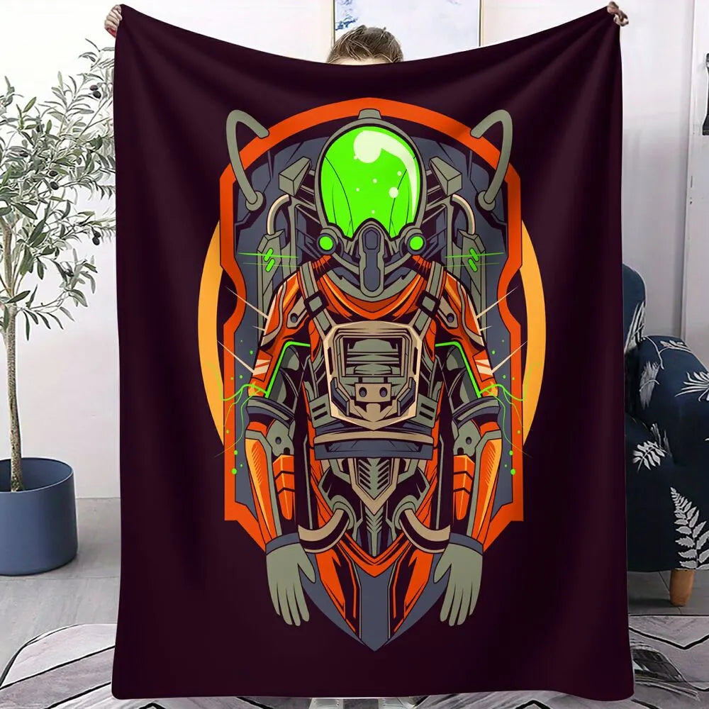 Futuristic Astronaut Suit Pattern Multipurpose Throw Blanket