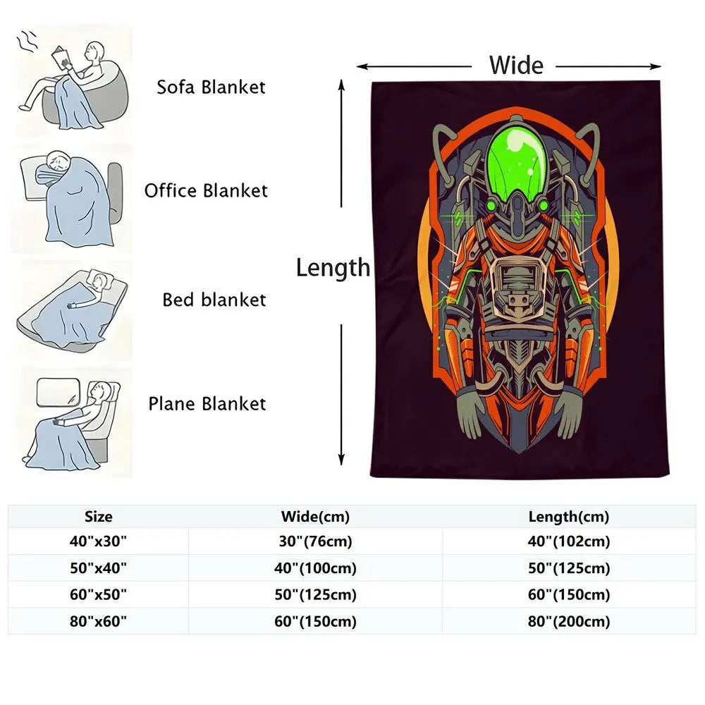 Futuristic Astronaut Suit Pattern Multipurpose Throw Blanket