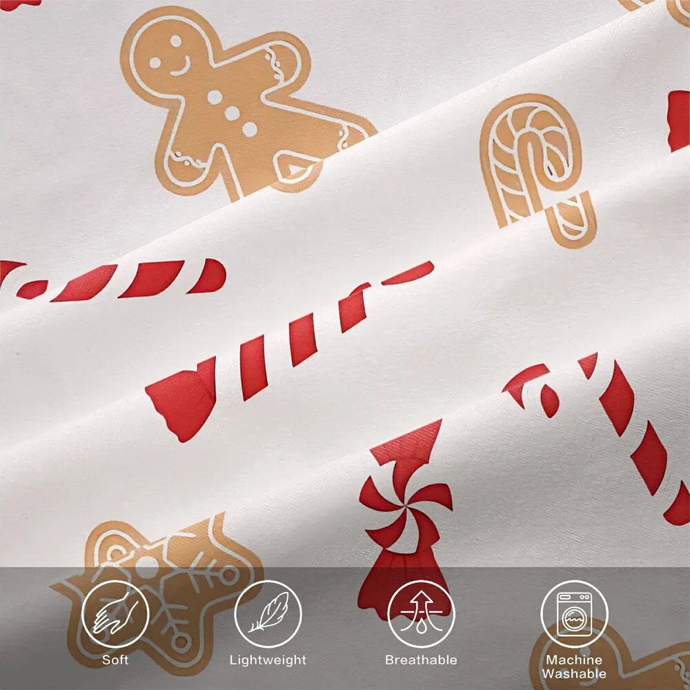 Gingerbread Candy Cane Christmas Gift Duvet Cover Set Kids Bedding Set