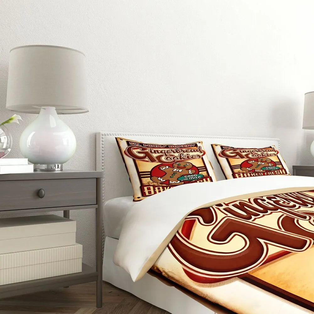 Gingerbread Cookie Vintage Christmas Gift Duvet Cover Set Kids Bedding Set