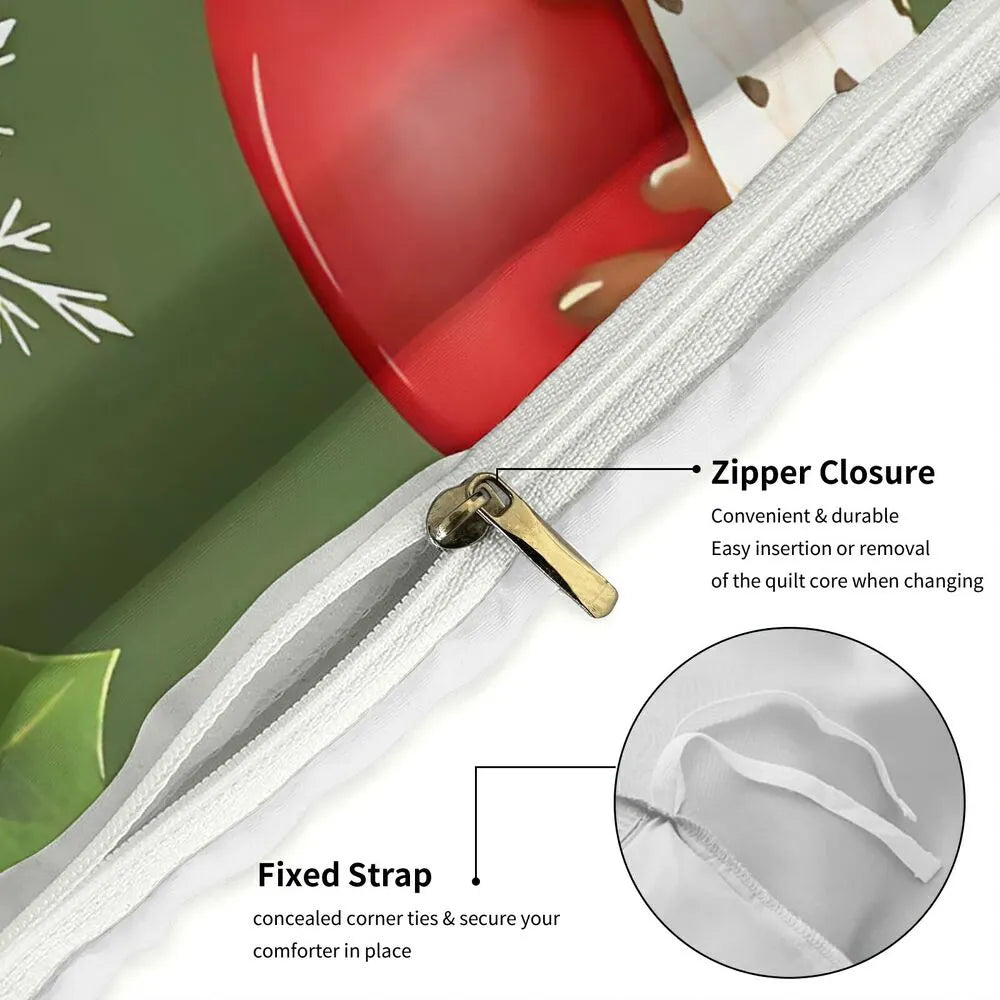 Gingerbread House Hot Cocoa Christmas Gift Duvet Cover Set Kids Bedding Set