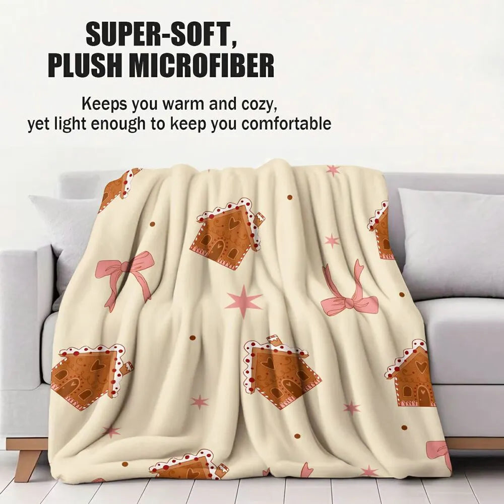 Gingerbread House and Bow Pattern Multipurpose Throw Blanket