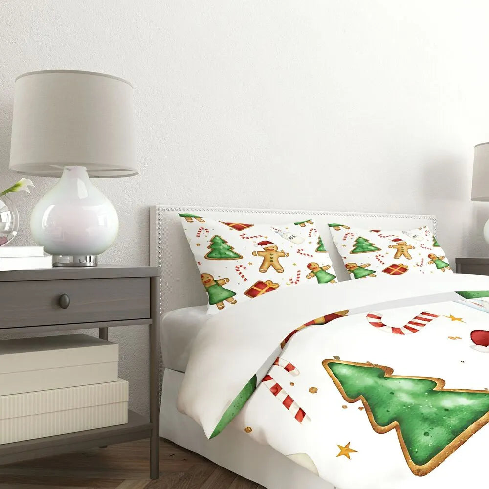 Gingerbread Man Christmas Gift Duvet Cover Set Kids Bedding Set