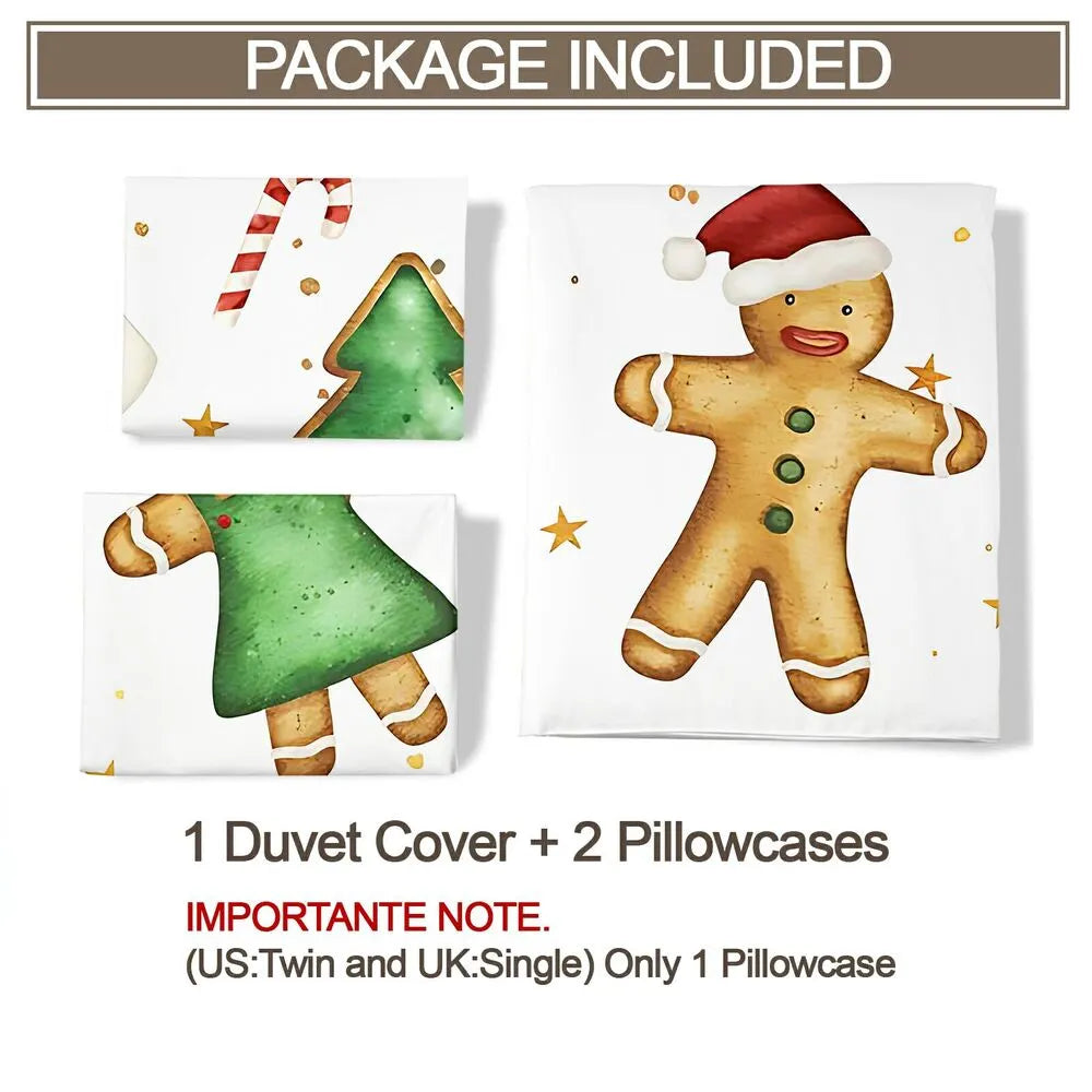 Gingerbread Man Christmas Gift Duvet Cover Set Kids Bedding Set