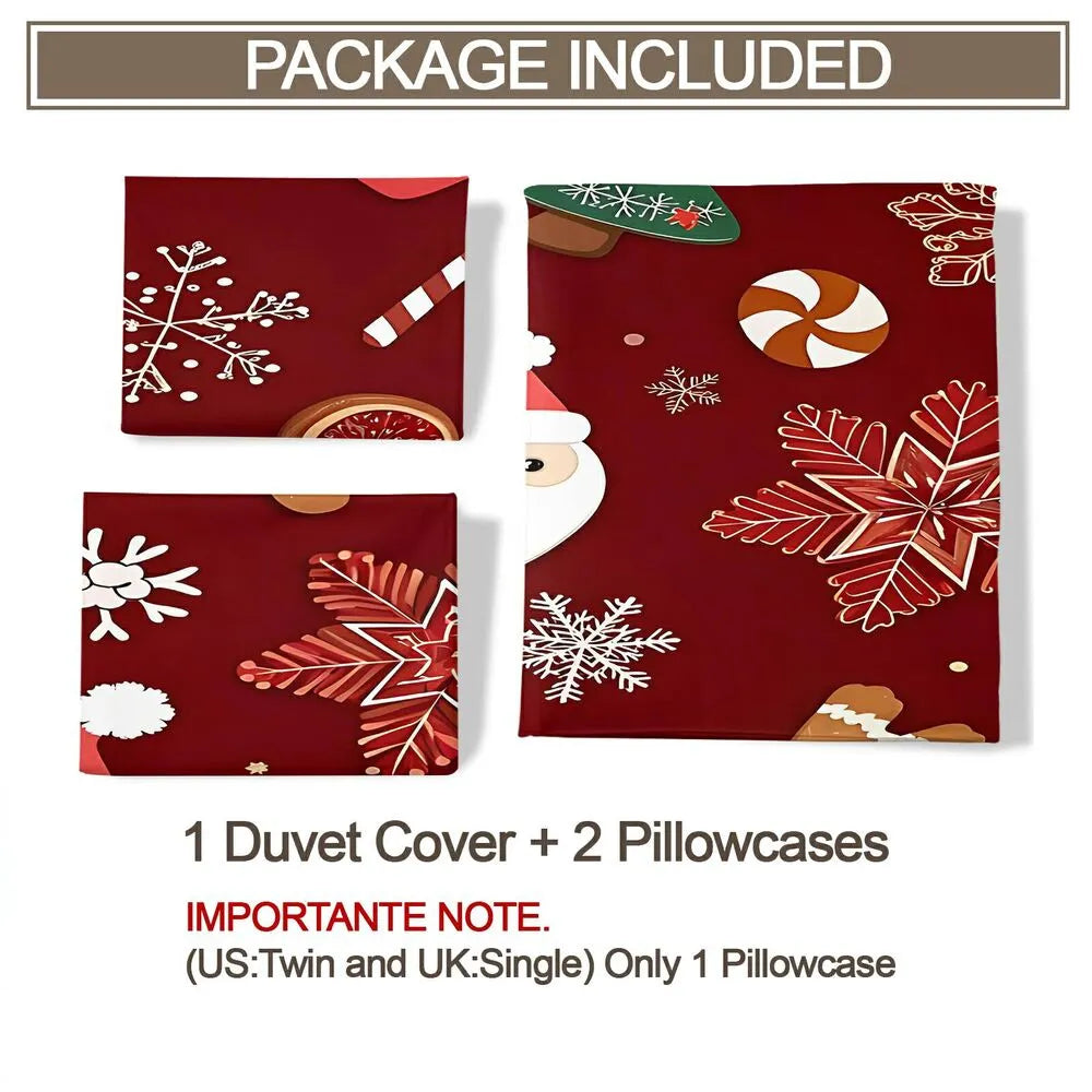 Gingerbread Santa Snowflake Christmas Gift Duvet Cover Set Kids Bedding Set
