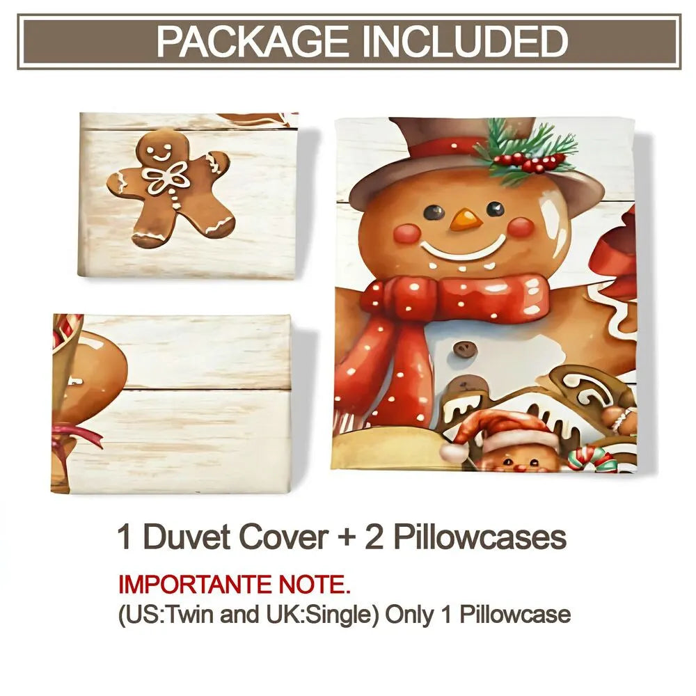 Gingerbread Snowman Cookie Company Christmas Gift Duvet Cover Set Kids Bedding Set