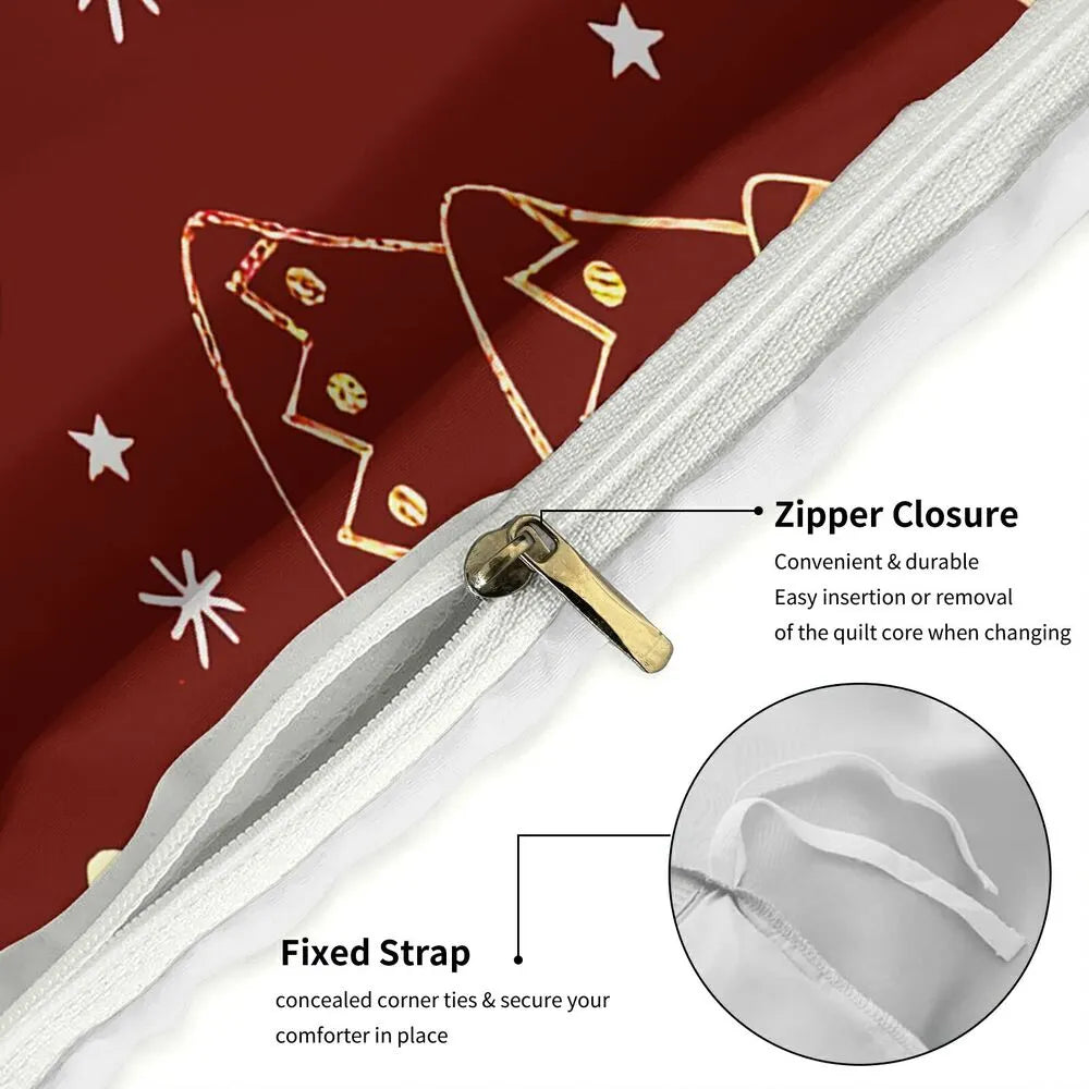 Golden Christmas Bell Ho Ho Ho Christmas Gift Duvet Cover Set Kids Bedding Set