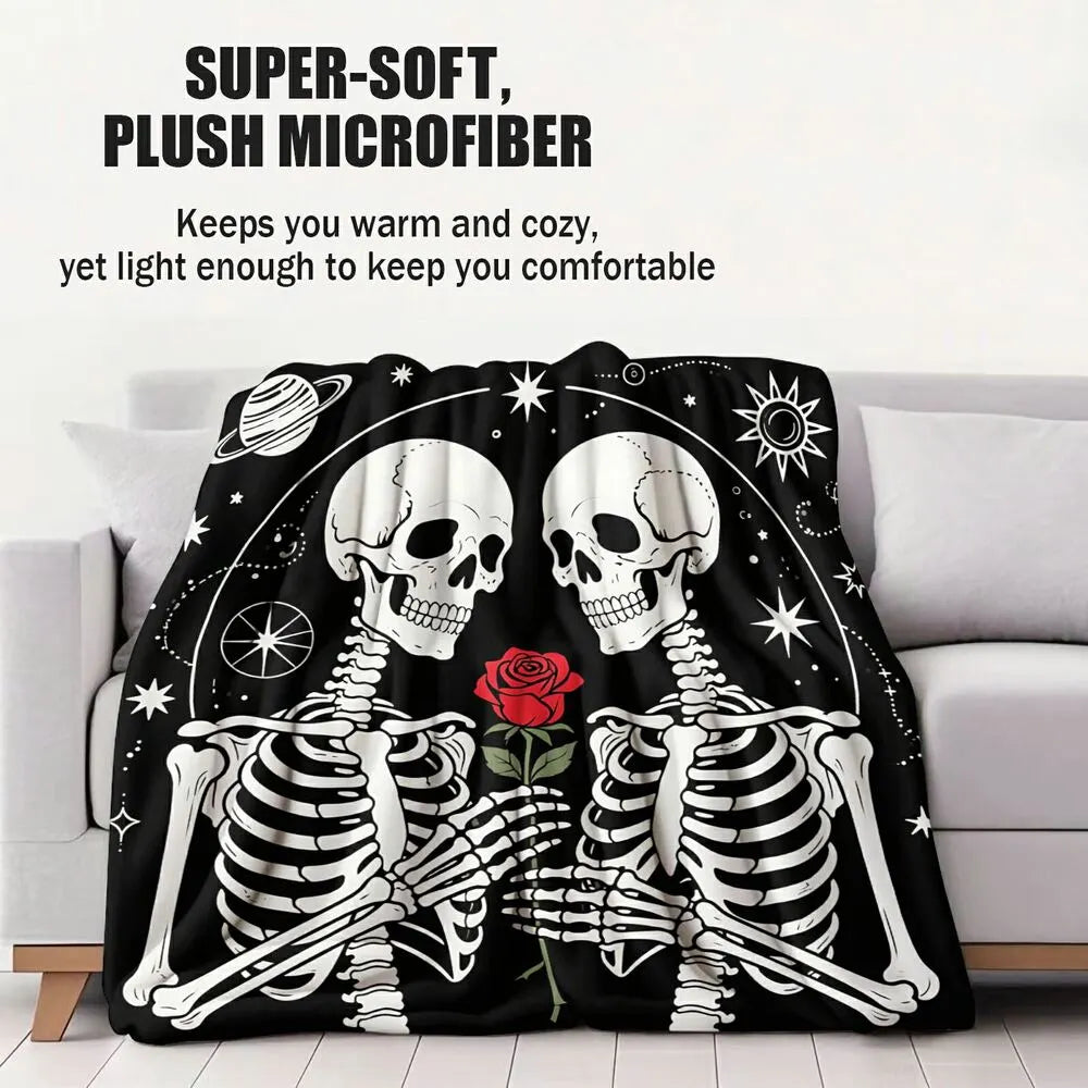 Gothic Skeleton & Rose Multipurpose Throw Blanket