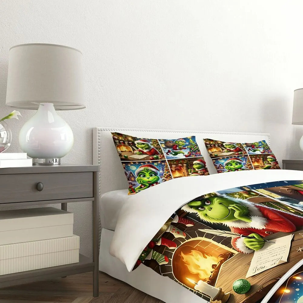 Grinch Christmas Collage Christmas Gift Duvet Cover Set Kids Bedding Set