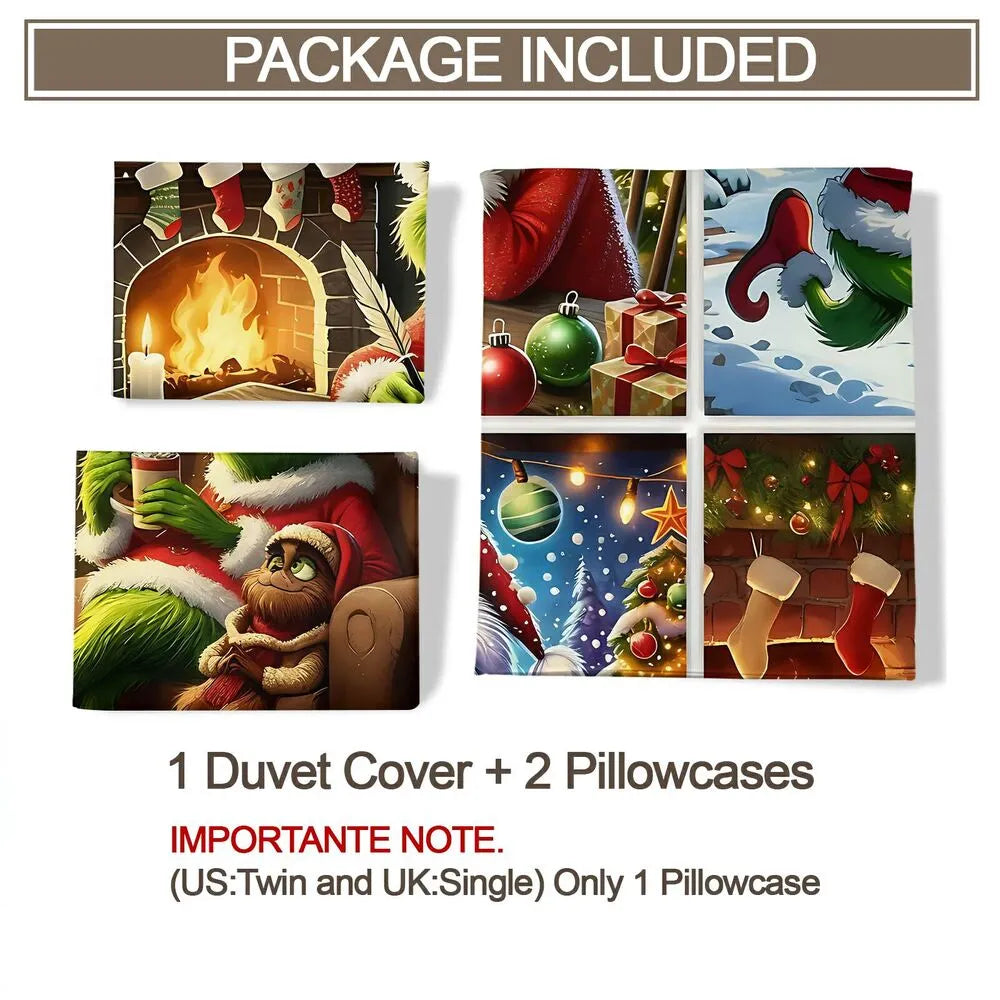 Grinch Christmas Collage Christmas Gift Duvet Cover Set Kids Bedding Set