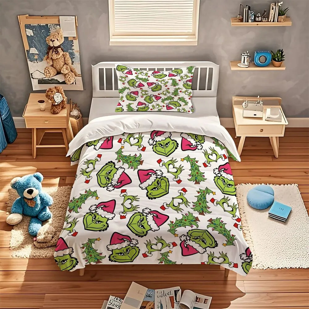 Grinch Christmas Duvet Cover Set Kids Bedding Set