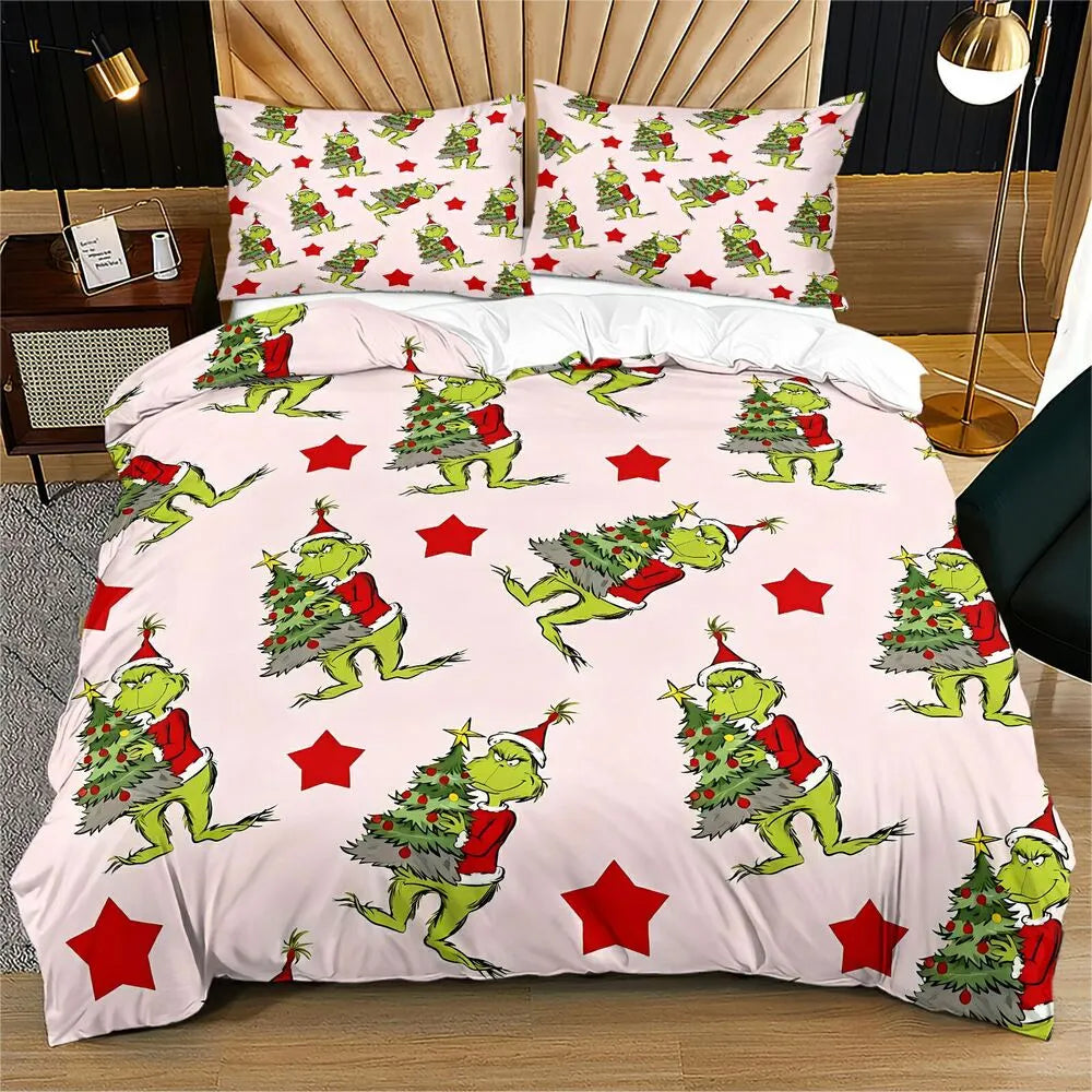 Grinch Christmas Tree Christmas Gift Duvet Cover Set Kids Bedding Set