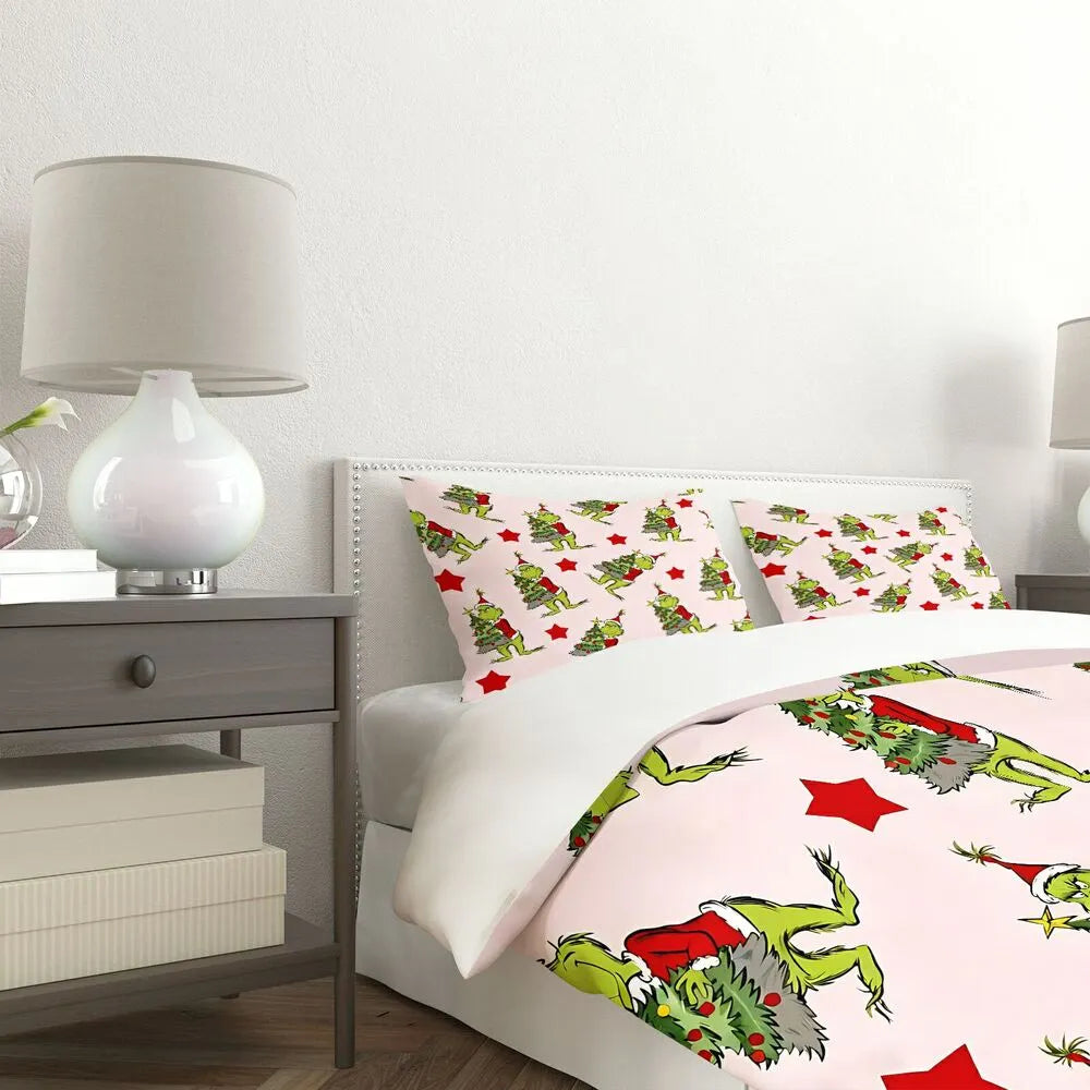 Grinch Christmas Tree Christmas Gift Duvet Cover Set Kids Bedding Set
