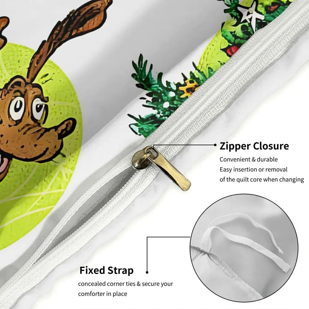 Grinch Classic Christmas Pattern Christmas Gift Duvet Cover Set Kids Bedding Set
