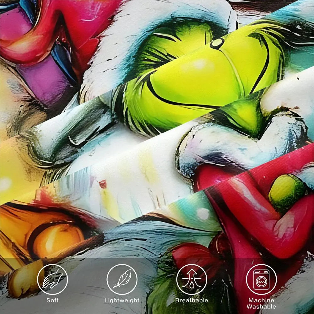 Grinch Colorful Christmas Sleigh Christmas Gift Duvet Cover Set Kids Bedding Set