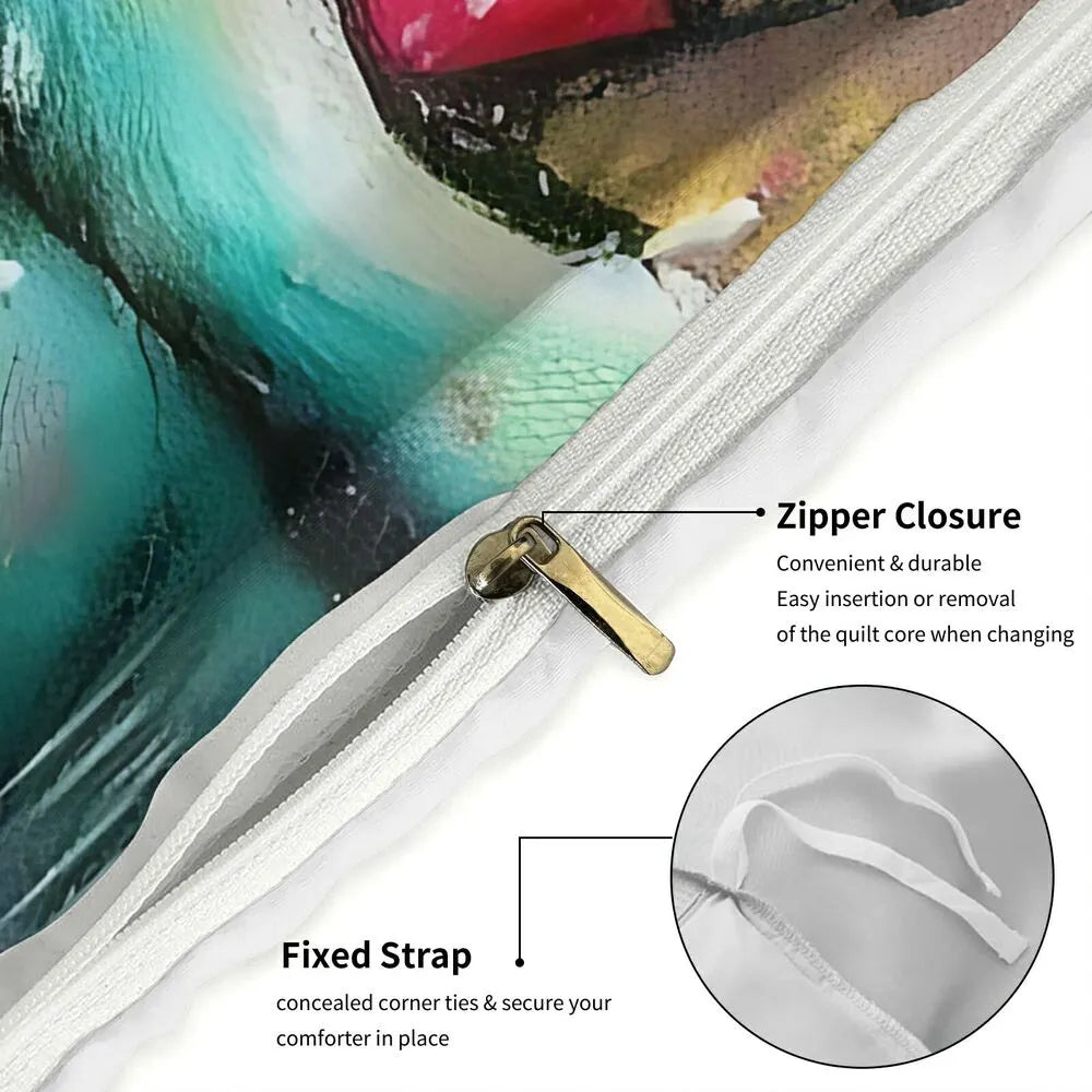 Grinch Colorful Christmas Sleigh Christmas Gift Duvet Cover Set Kids Bedding Set