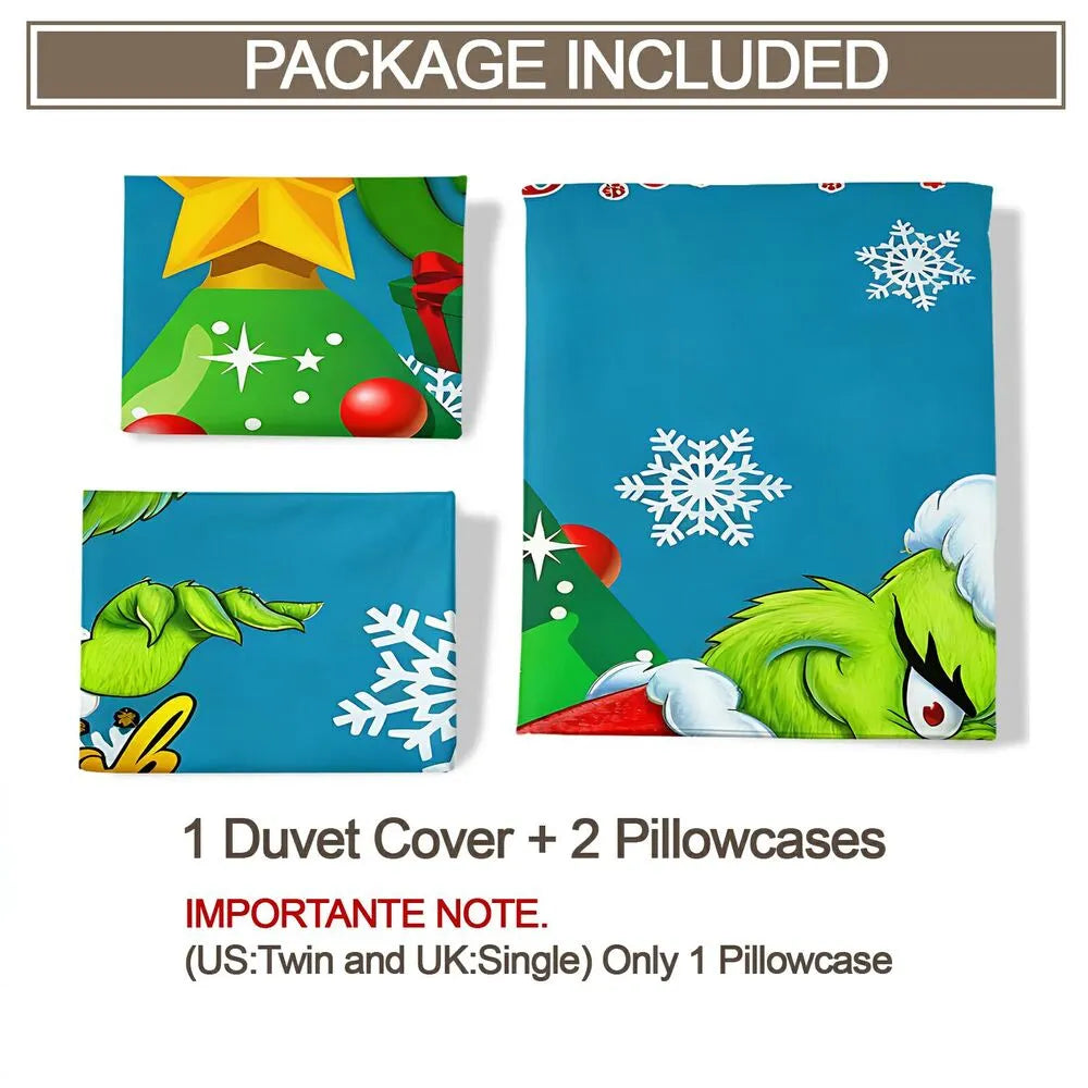 Grinch Coloring Book Christmas Gift Duvet Cover Set Kids Bedding Set