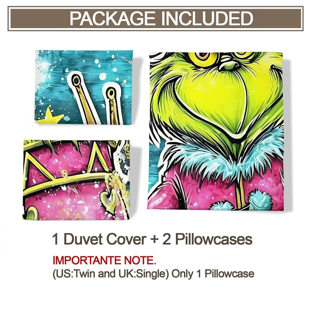 Grinch Drummer Christmas Gift Duvet Cover Set Kids Bedding Set