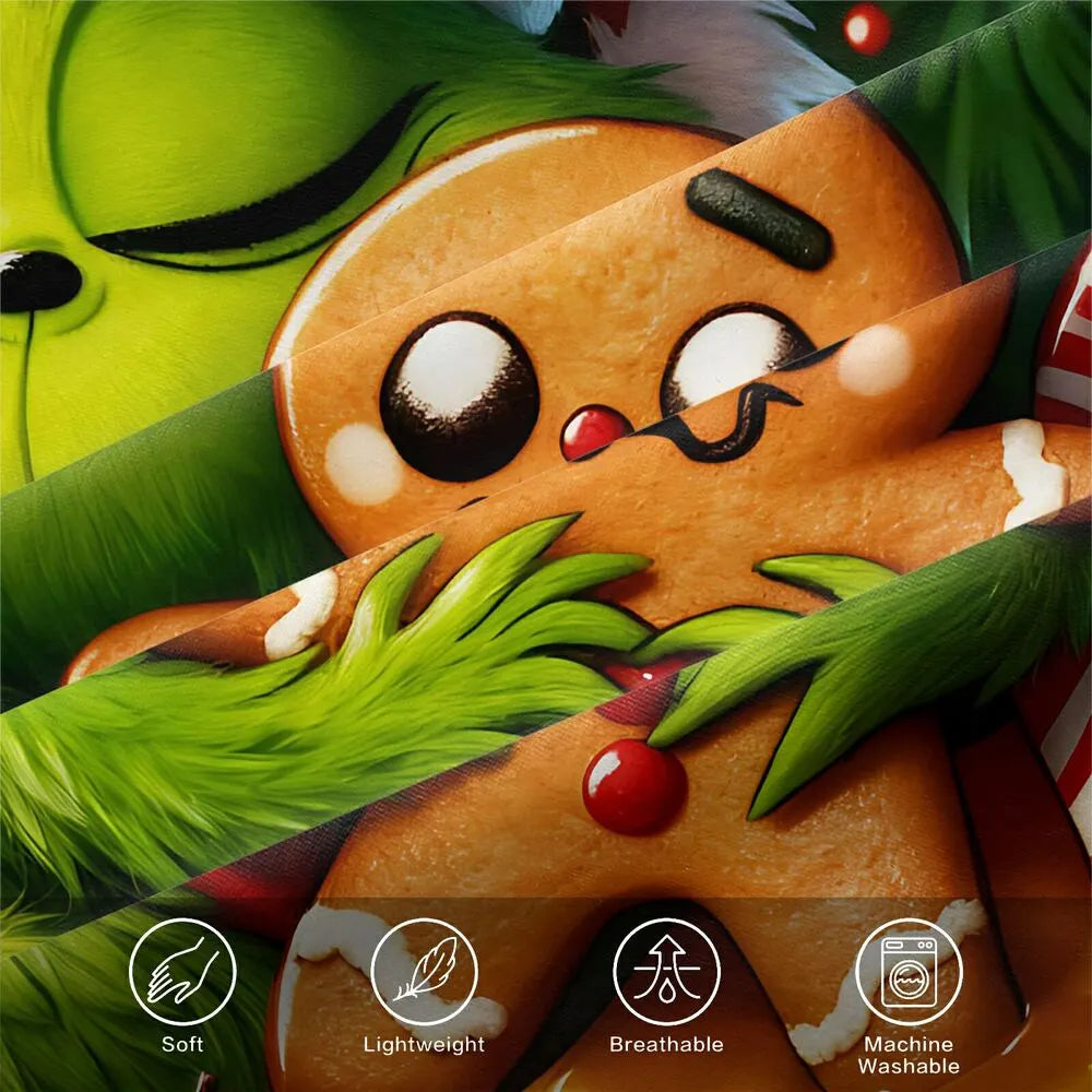 Grinch Gingerbread Hug Christmas Gift Duvet Cover Set Kids Bedding Set