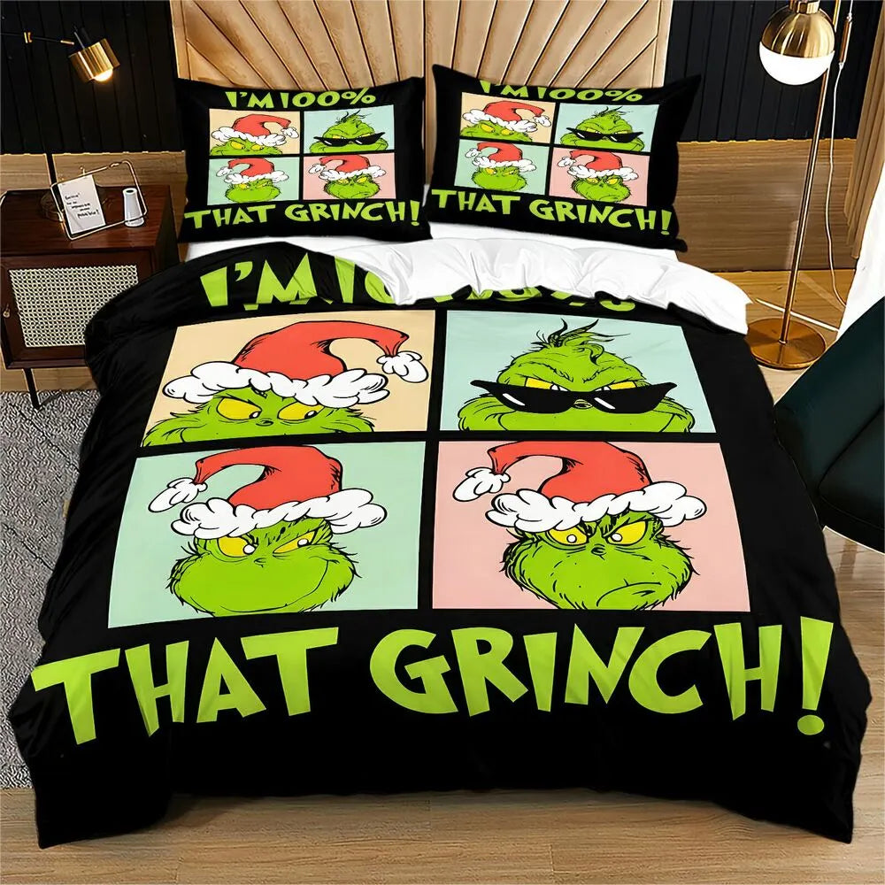 Grinch Im 100 That Grinch Christmas Gift Duvet Cover Set Kids Bedding Set