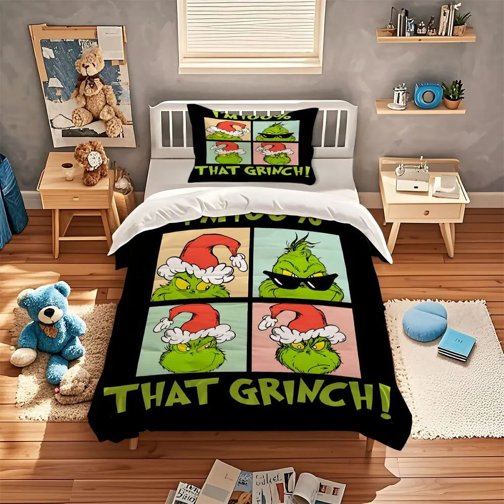 Grinch Im 100 That Grinch Christmas Gift Duvet Cover Set Kids Bedding Set