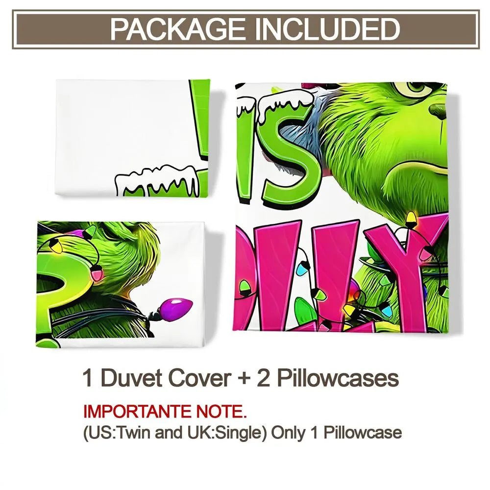 Grinch Is This Jolly Enough Christmas Gift Duvet Cover Set Kids Bedding Set