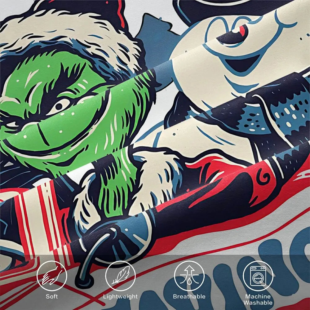 Grinch Jack Skellington Snowman Christmas Kids Bedding Duvet Cover Set