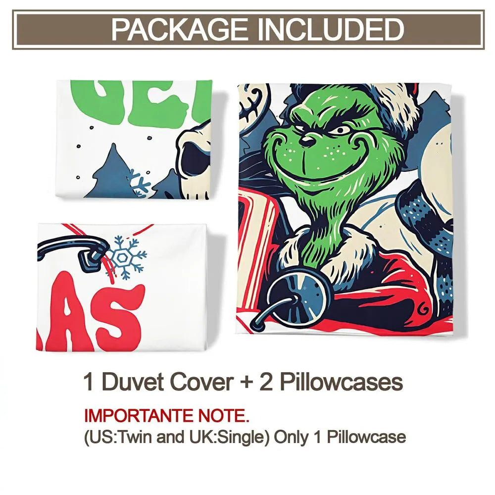 Grinch Jack Skellington Snowman Christmas Kids Bedding Duvet Cover Set