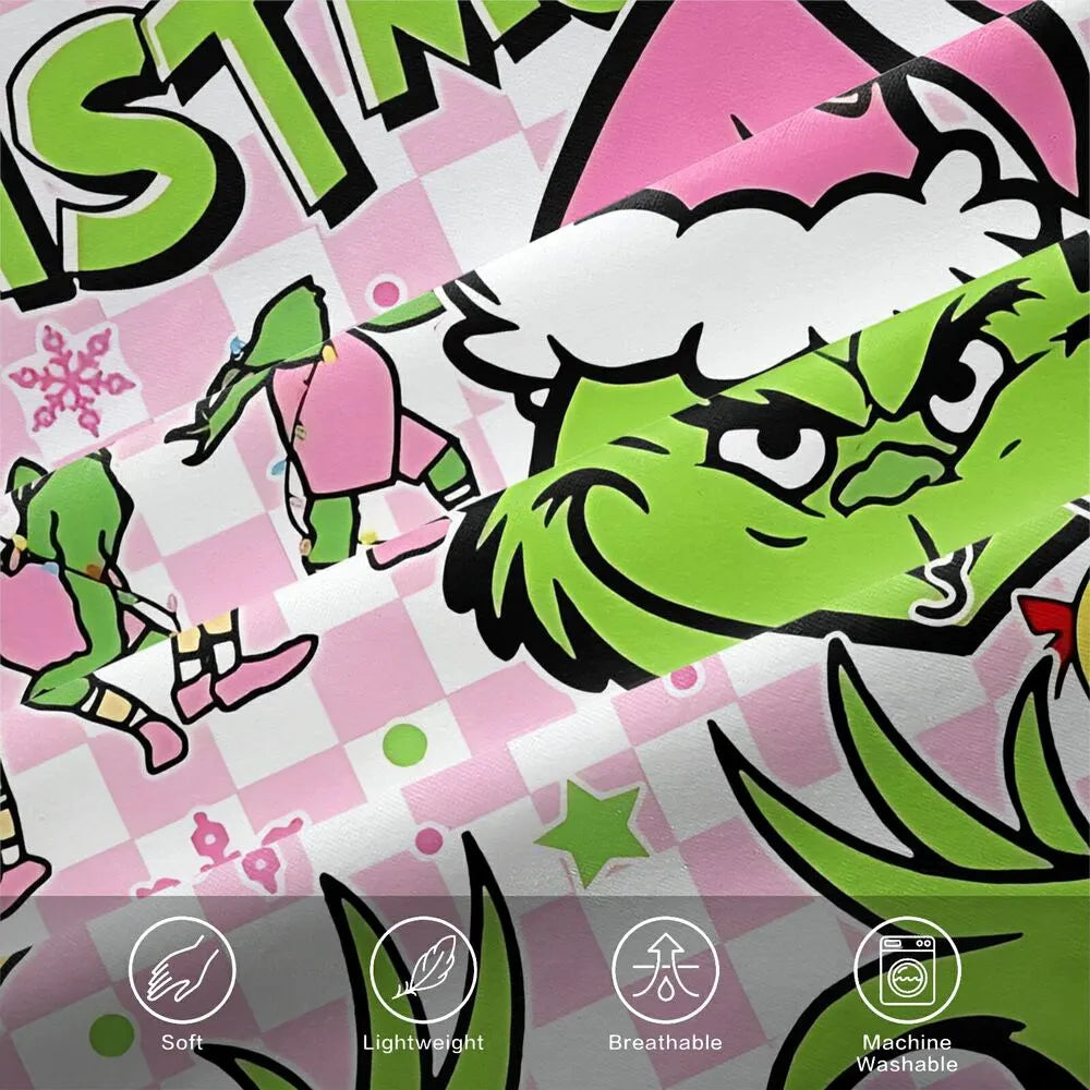 Grinch Merry Christmas Duvet Cover Set with Pillowcases Kids Bedding Set