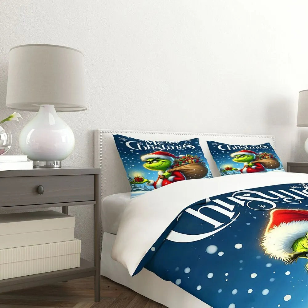 Grinch Merry Christmas Gift Duvet Cover Set Kids Bedding Set