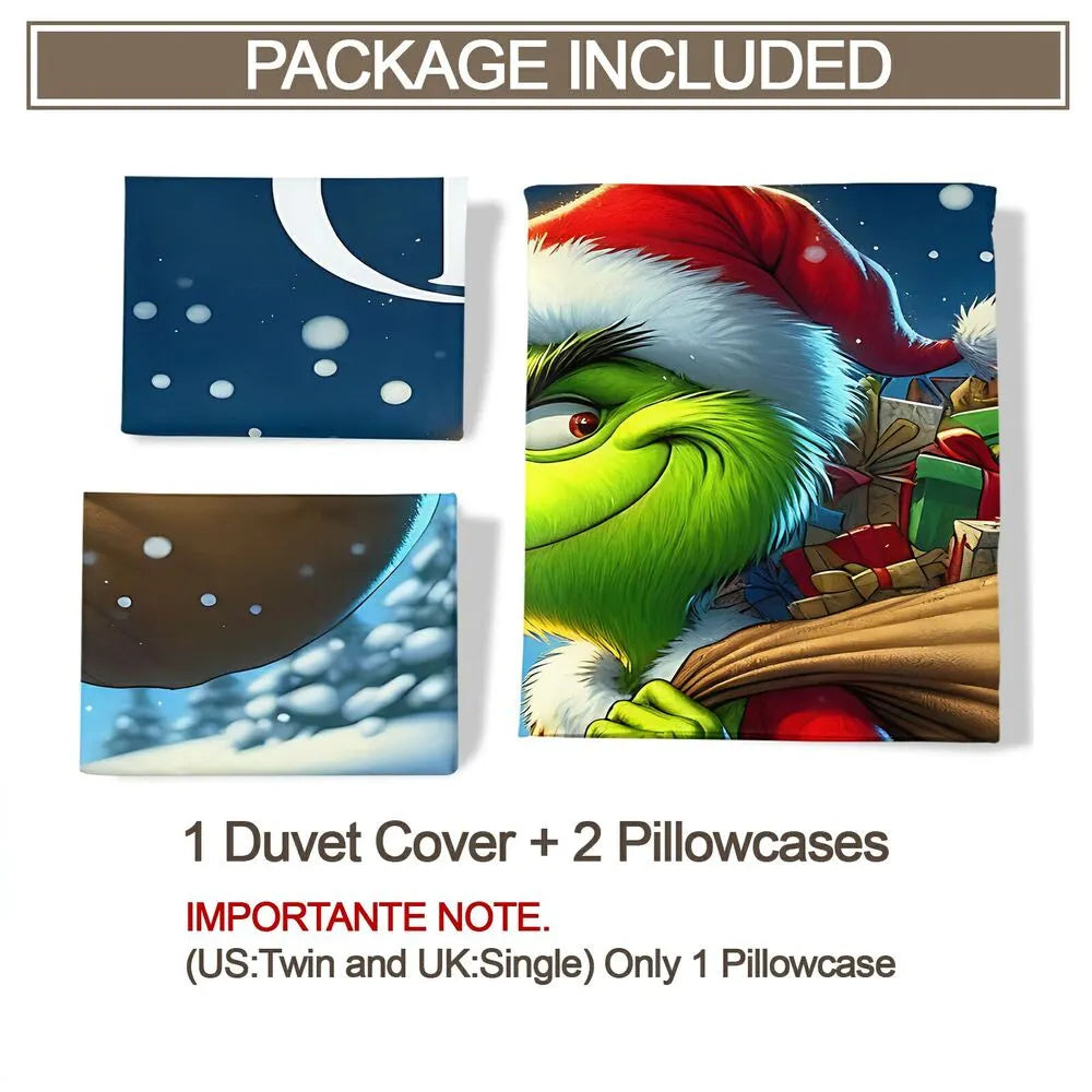 Grinch Merry Christmas Gift Duvet Cover Set Kids Bedding Set