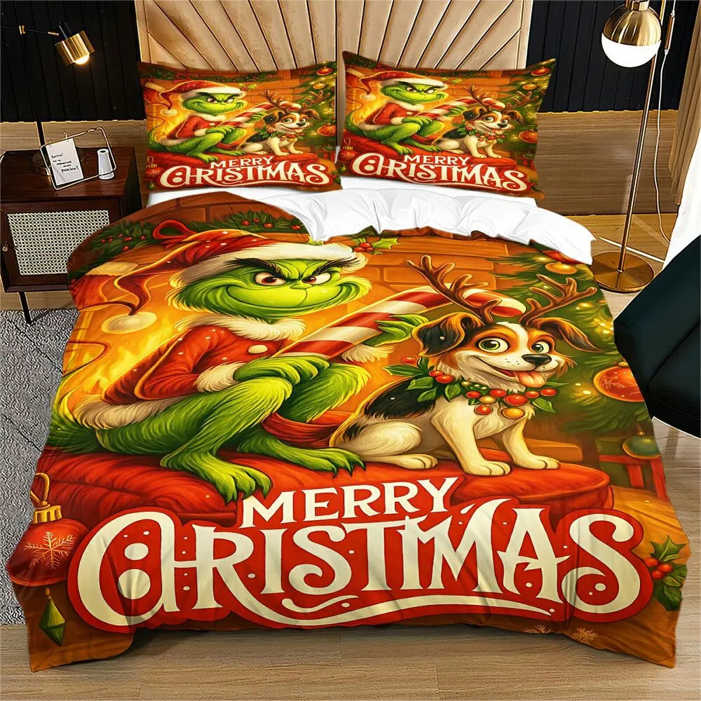 Grinch Merry Christmas Max Christmas Gift Duvet Cover Set Kids Bedding Set