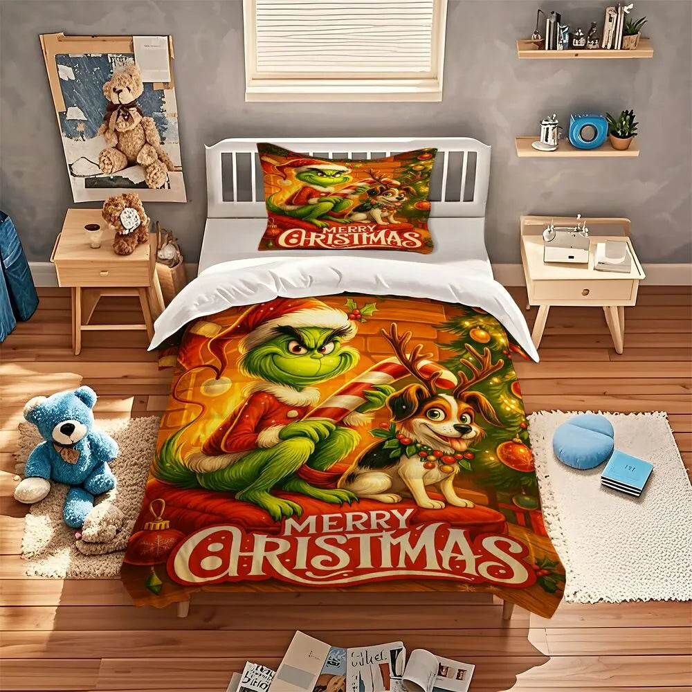 Grinch Merry Christmas Max Christmas Gift Duvet Cover Set Kids Bedding Set