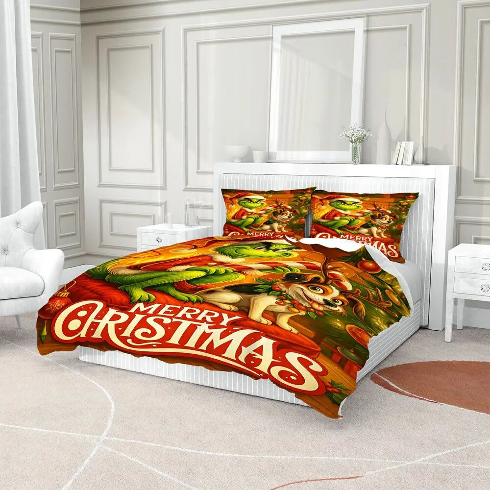 Grinch Merry Christmas Max Christmas Gift Duvet Cover Set Kids Bedding Set