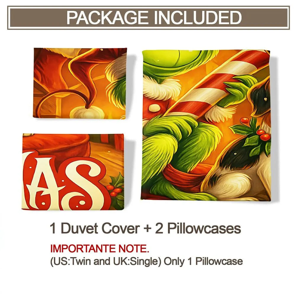 Grinch Merry Christmas Max Christmas Gift Duvet Cover Set Kids Bedding Set