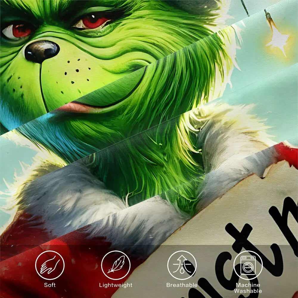 Grinch Merry Christmas Scroll Christmas Gift Duvet Cover Set Kids Bedding Set