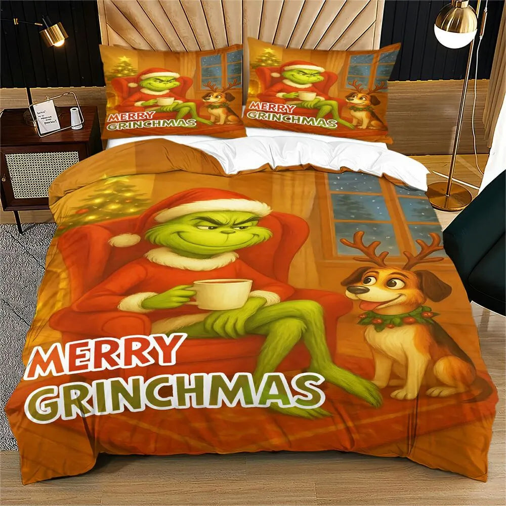 Grinch Merry Grinchmas Cozy Christmas Gift Duvet Cover Set Kids Bedding Set